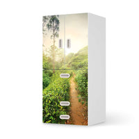 Möbelfolie Green Tea Fields - IKEA Stuva / Fritids kombiniert - 3 Schubladen und 2 kleine Türen  - weiss