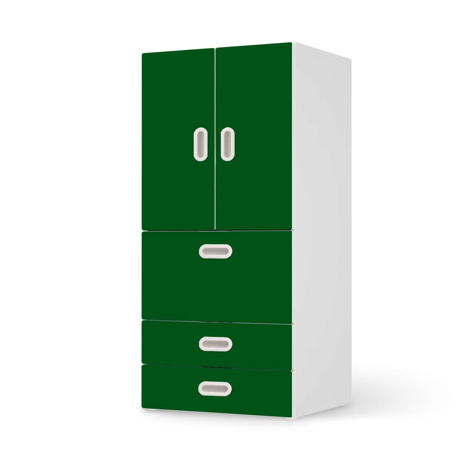 Möbelfolie Grün Dark - IKEA Stuva / Fritids kombiniert - 3 Schubladen und 2 kleine Türen  - weiss