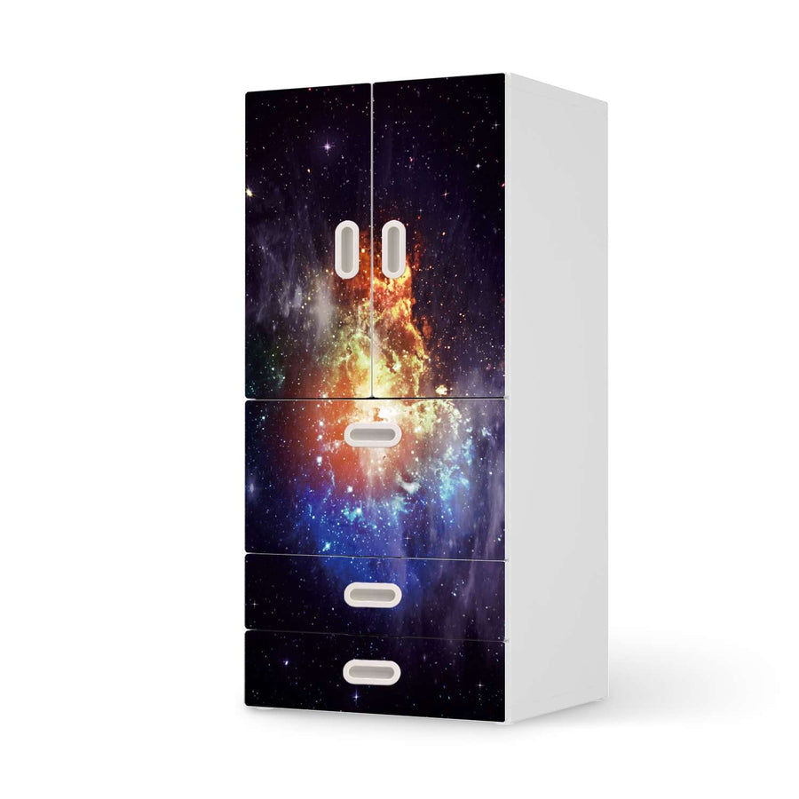 Möbelfolie Nebula - IKEA Stuva / Fritids kombiniert - 3 Schubladen und 2 kleine Türen  - weiss