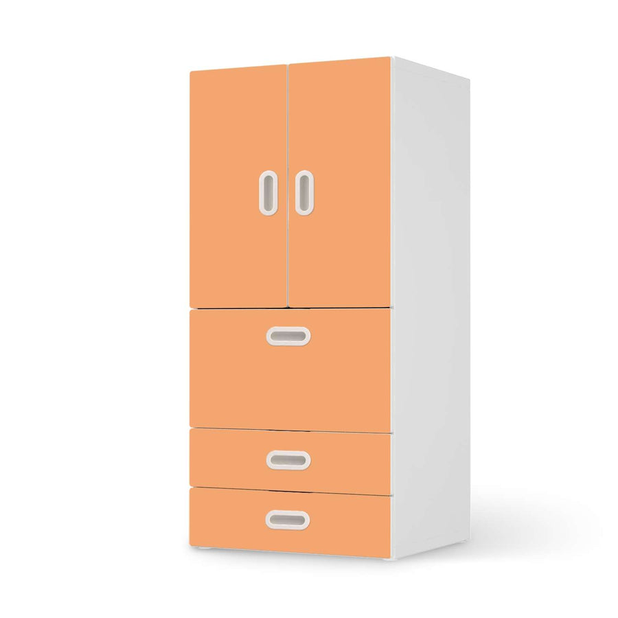 Möbelfolie Orange Light - IKEA Stuva / Fritids kombiniert - 3 Schubladen und 2 kleine Türen  - weiss