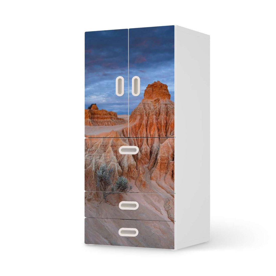 Möbelfolie Outback Australia - IKEA Stuva / Fritids kombiniert - 3 Schubladen und 2 kleine Türen  - weiss