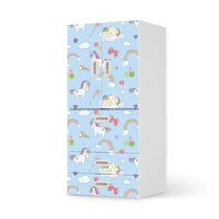 Möbelfolie Rainbow Unicorn - IKEA Stuva / Fritids kombiniert - 3 Schubladen und 2 kleine Türen  - weiss