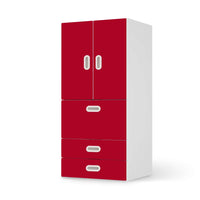 Möbelfolie Rot Dark - IKEA Stuva / Fritids kombiniert - 3 Schubladen und 2 kleine Türen  - weiss