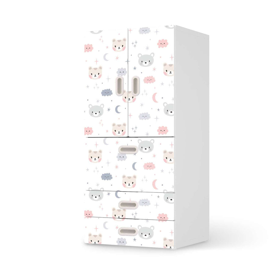 Möbelfolie Sweet Dreams - IKEA Stuva / Fritids kombiniert - 3 Schubladen und 2 kleine Türen  - weiss
