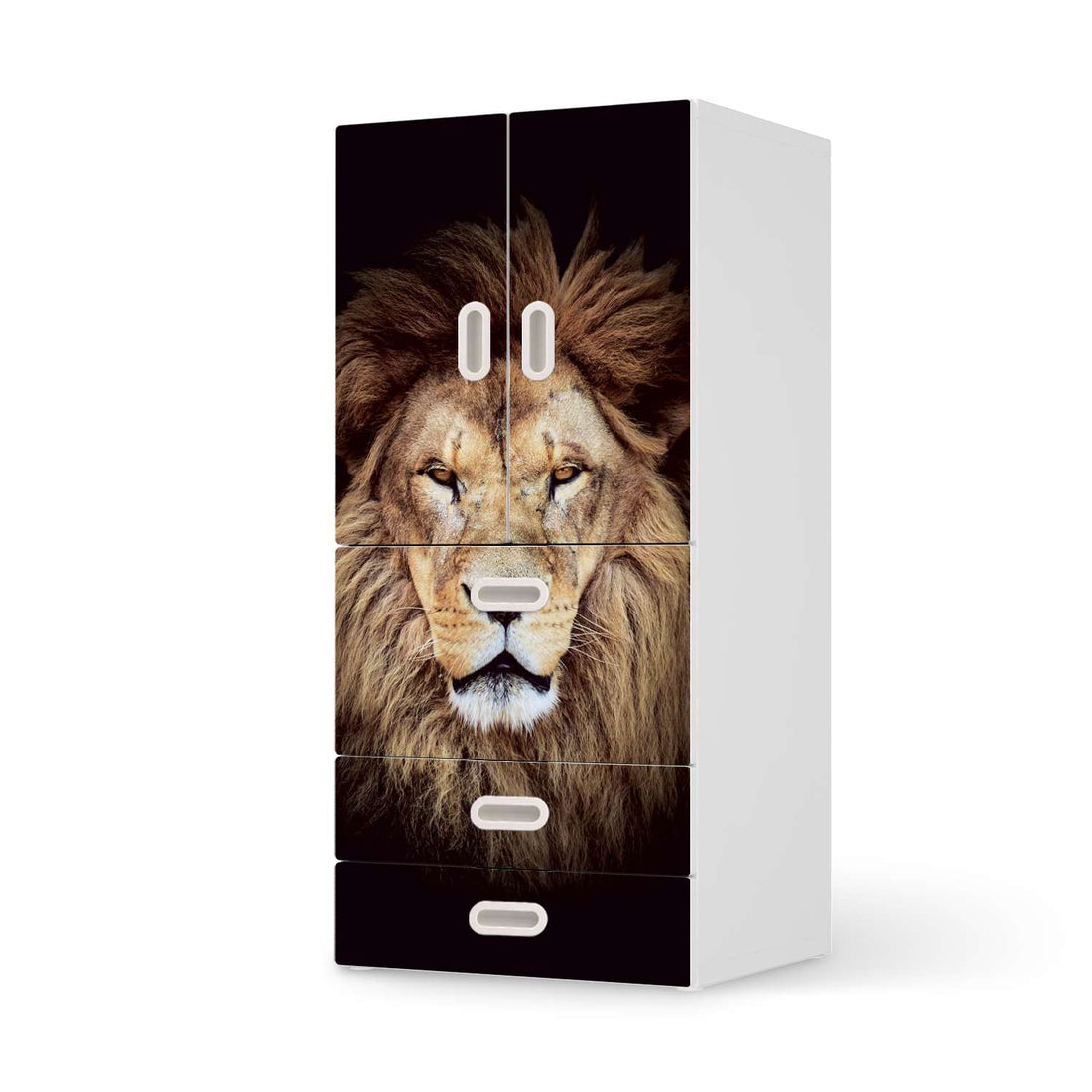 Möbelfolie Wild Eyes - IKEA Stuva / Fritids kombiniert - 3 Schubladen und 2 kleine Türen  - weiss