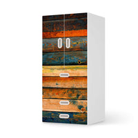 Möbelfolie Wooden - IKEA Stuva / Fritids kombiniert - 3 Schubladen und 2 kleine Türen  - weiss