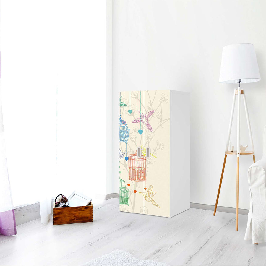 Möbelfolie Birdcage - IKEA Stuva / Fritids Schrank - 2 große Türen - Kinderzimmer