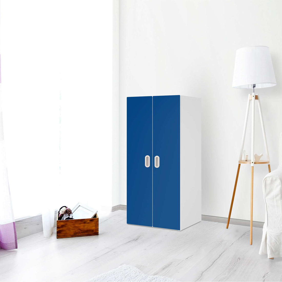Möbelfolie Blau Dark - IKEA Stuva / Fritids Schrank - 2 große Türen - Kinderzimmer