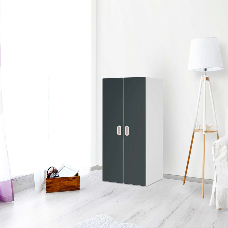 Möbelfolie Blaugrau Dark - IKEA Stuva / Fritids Schrank - 2 große Türen - Kinderzimmer