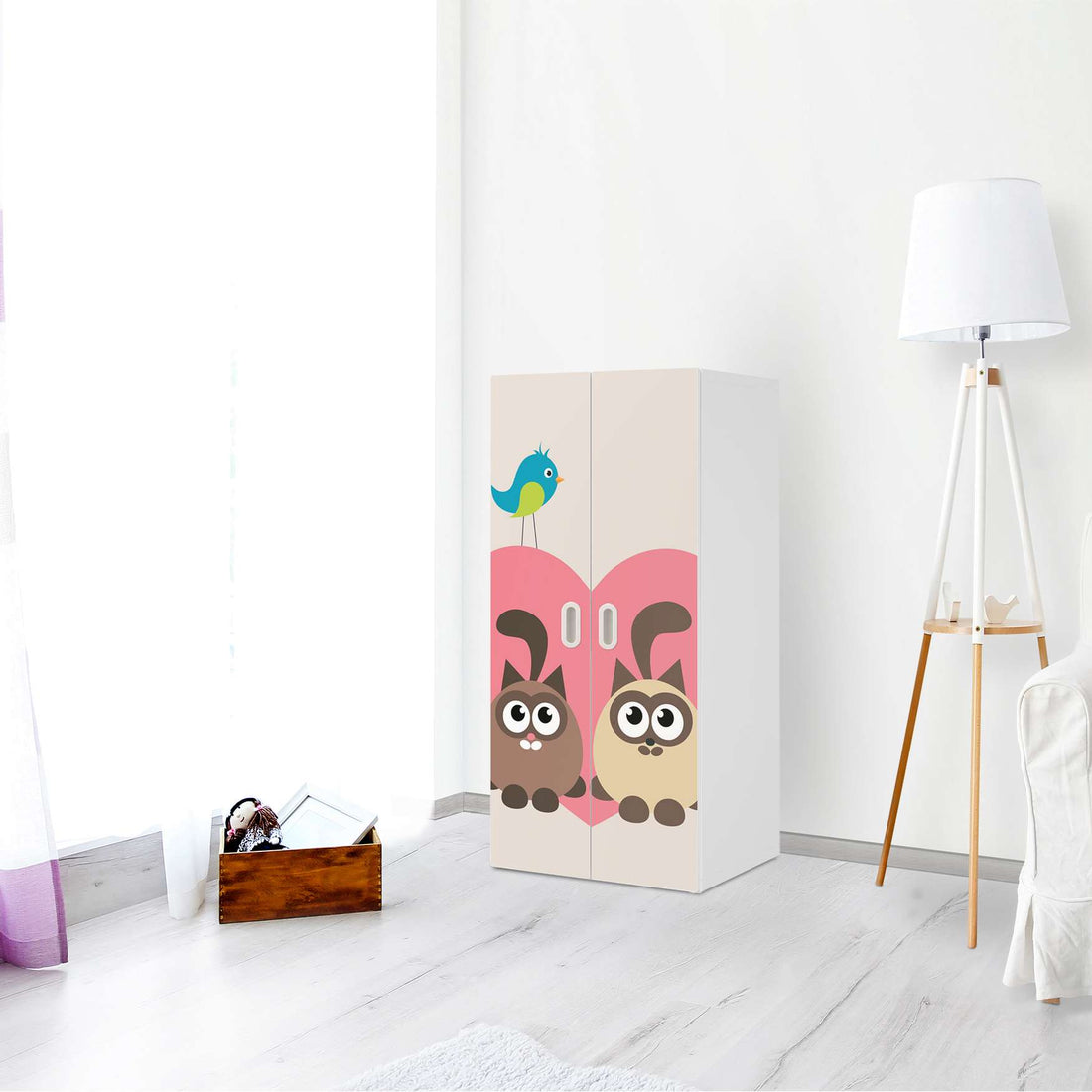 Möbelfolie Cats Heart - IKEA Stuva / Fritids Schrank - 2 große Türen - Kinderzimmer