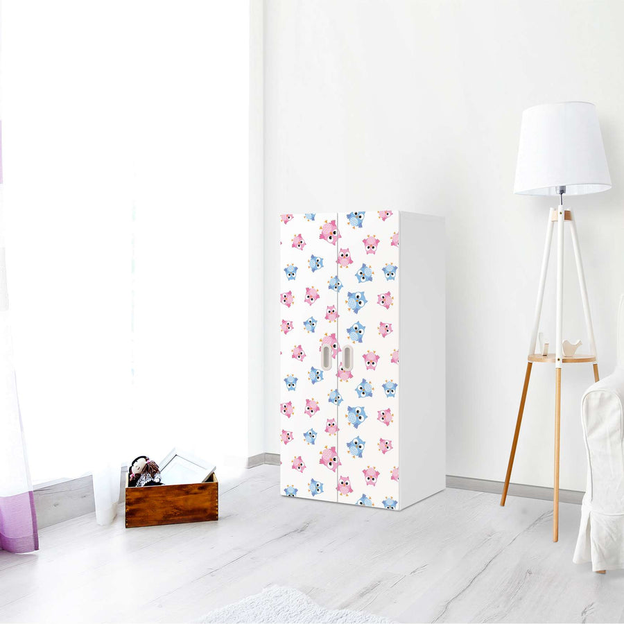 Möbelfolie Eulenparty - IKEA Stuva / Fritids Schrank - 2 große Türen - Kinderzimmer