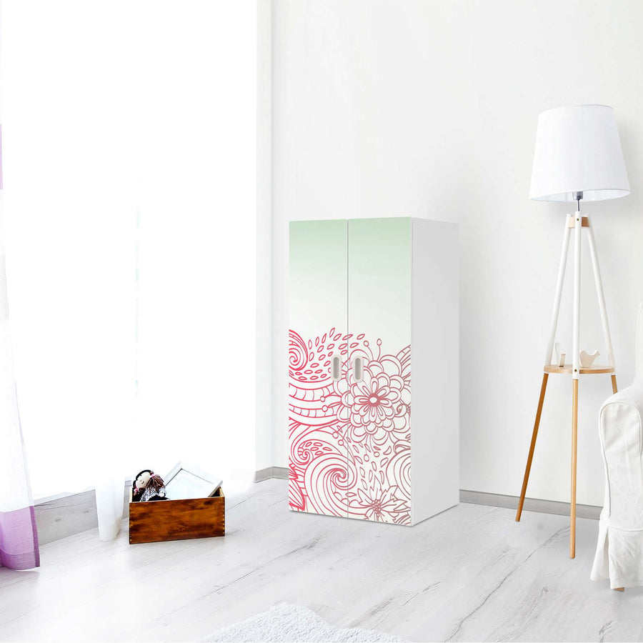 Möbelfolie Floral Doodle - IKEA Stuva / Fritids Schrank - 2 große Türen - Kinderzimmer