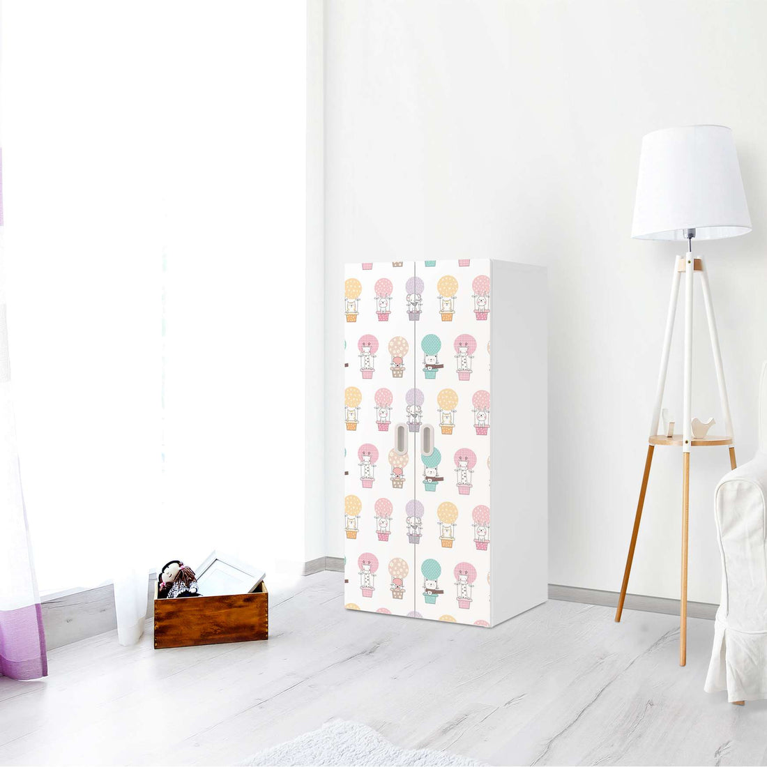 Möbelfolie Flying Animals - IKEA Stuva / Fritids Schrank - 2 große Türen - Kinderzimmer