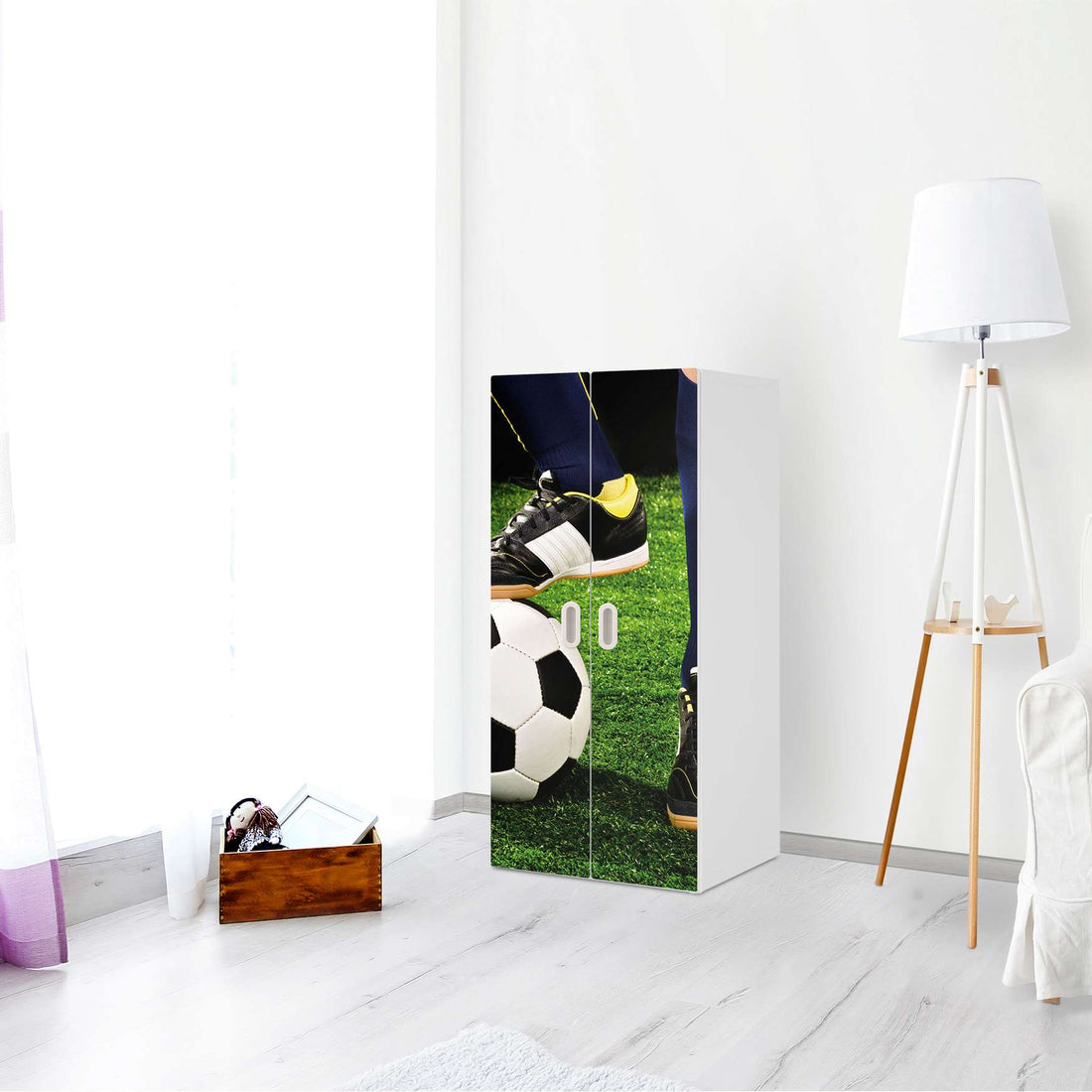 Möbelfolie Fussballstar - IKEA Stuva / Fritids Schrank - 2 große Türen - Kinderzimmer