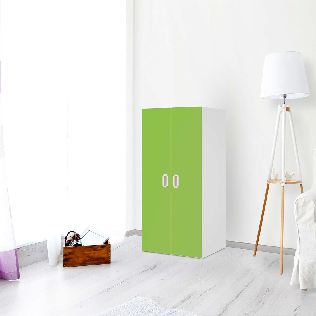 Möbelfolie Hellgrün Dark - IKEA Stuva / Fritids Schrank - 2 große Türen - Kinderzimmer