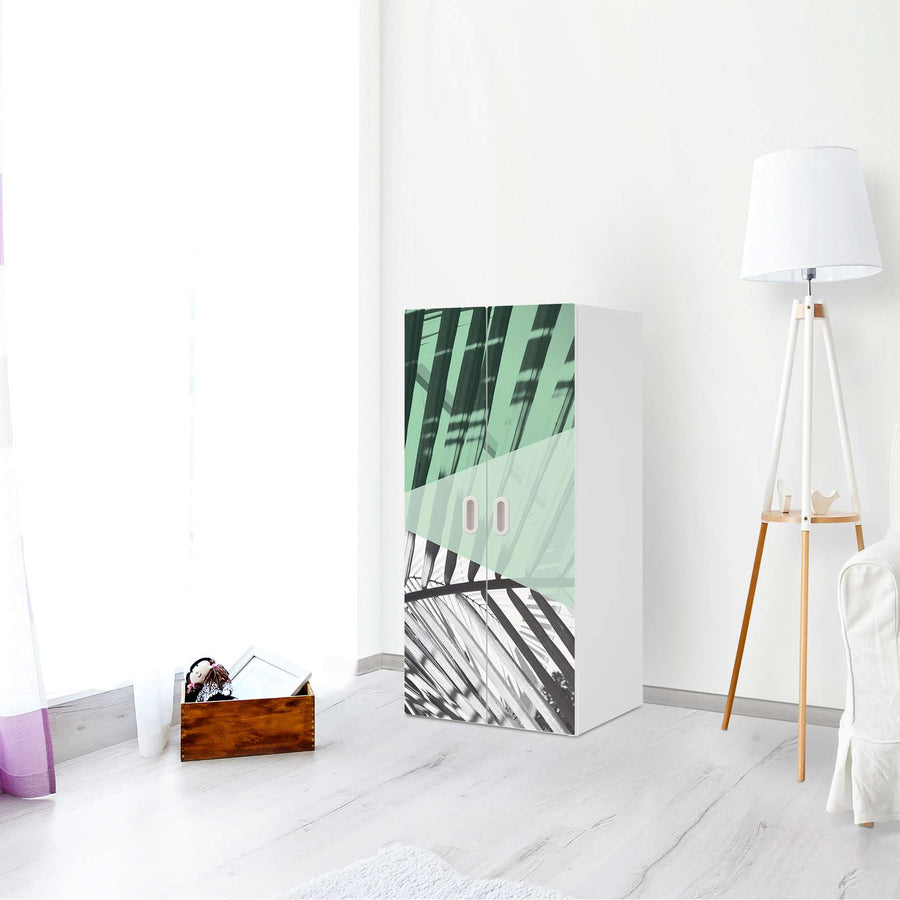 Möbelfolie Palmen mint - IKEA Stuva / Fritids Schrank - 2 große Türen - Kinderzimmer