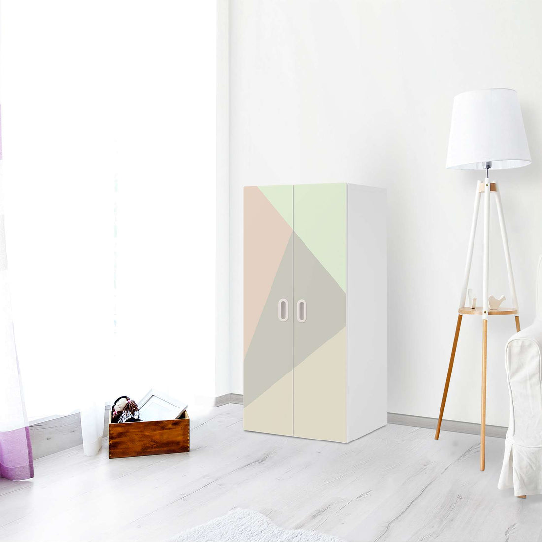 Möbelfolie Pastell Geometrik - IKEA Stuva / Fritids Schrank - 2 große Türen - Kinderzimmer