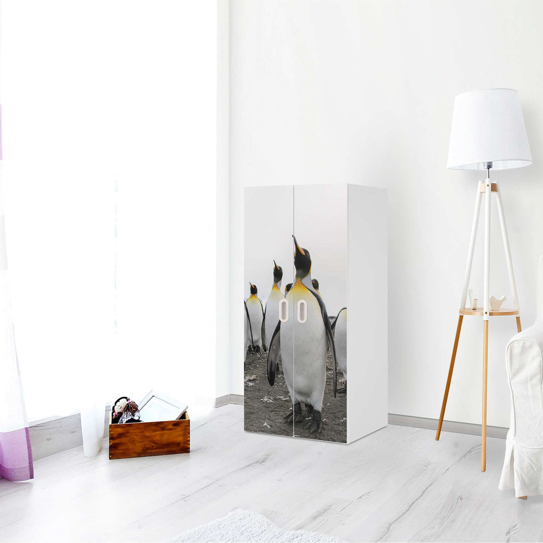Möbelfolie Penguin Family - IKEA Stuva / Fritids Schrank - 2 große Türen - Kinderzimmer