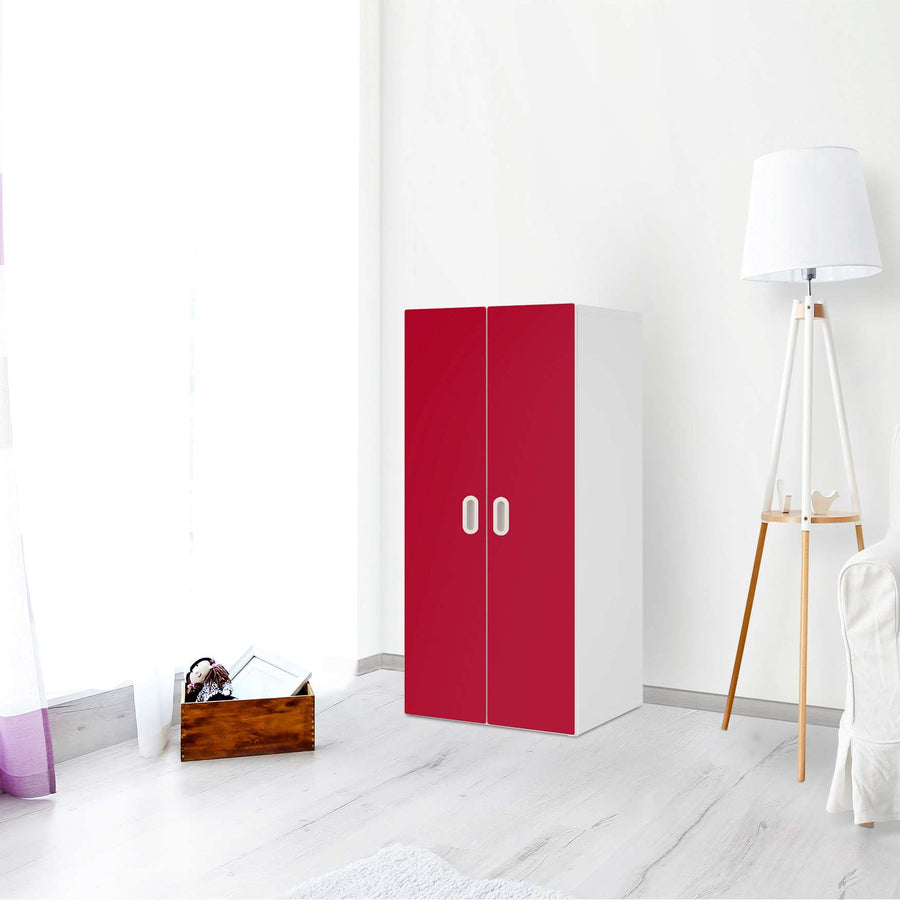 Möbelfolie Rot Dark - IKEA Stuva / Fritids Schrank - 2 große Türen - Kinderzimmer