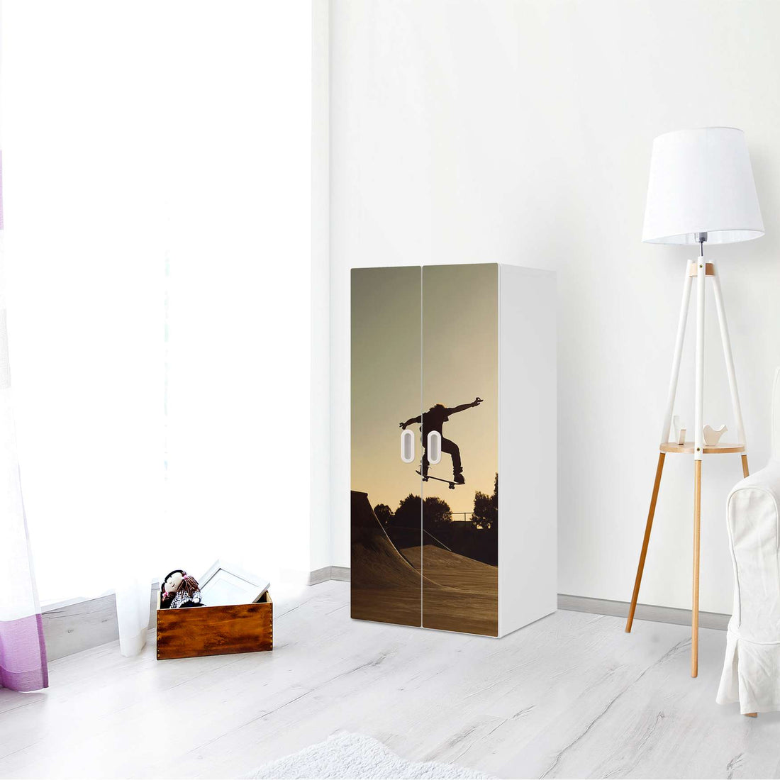 Möbelfolie Skater - IKEA Stuva / Fritids Schrank - 2 große Türen - Kinderzimmer