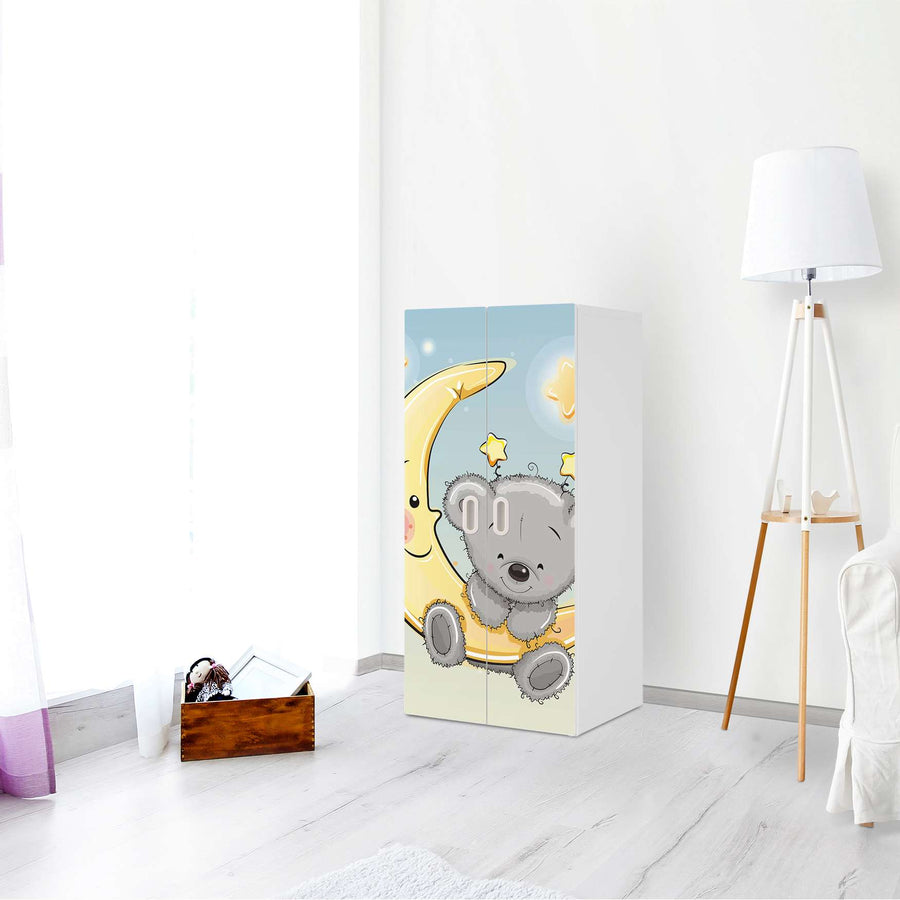 Möbelfolie Teddy und Mond - IKEA Stuva / Fritids Schrank - 2 große Türen - Kinderzimmer