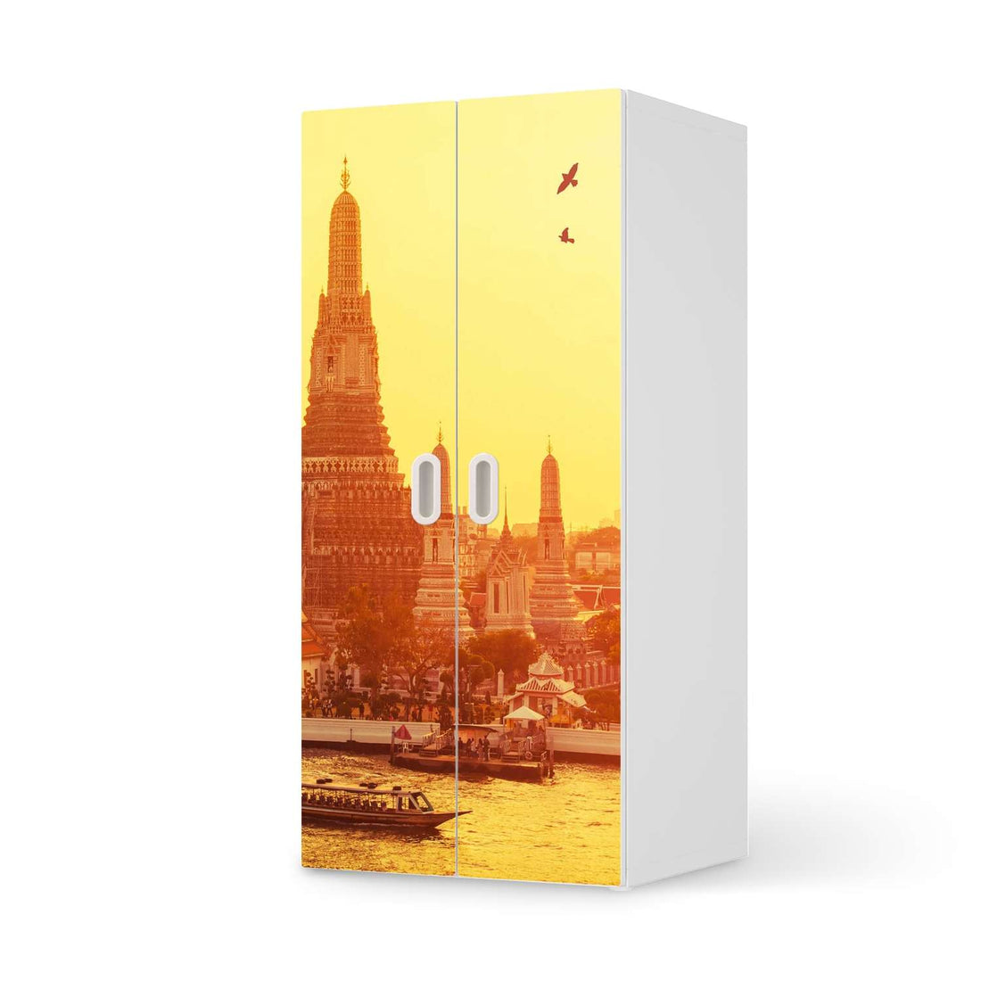 Möbelfolie Bangkok Sunset - IKEA Stuva / Fritids Schrank - 2 große Türen  - weiss