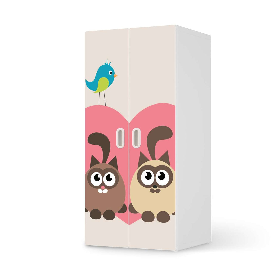 Möbelfolie Cats Heart - IKEA Stuva / Fritids Schrank - 2 große Türen  - weiss