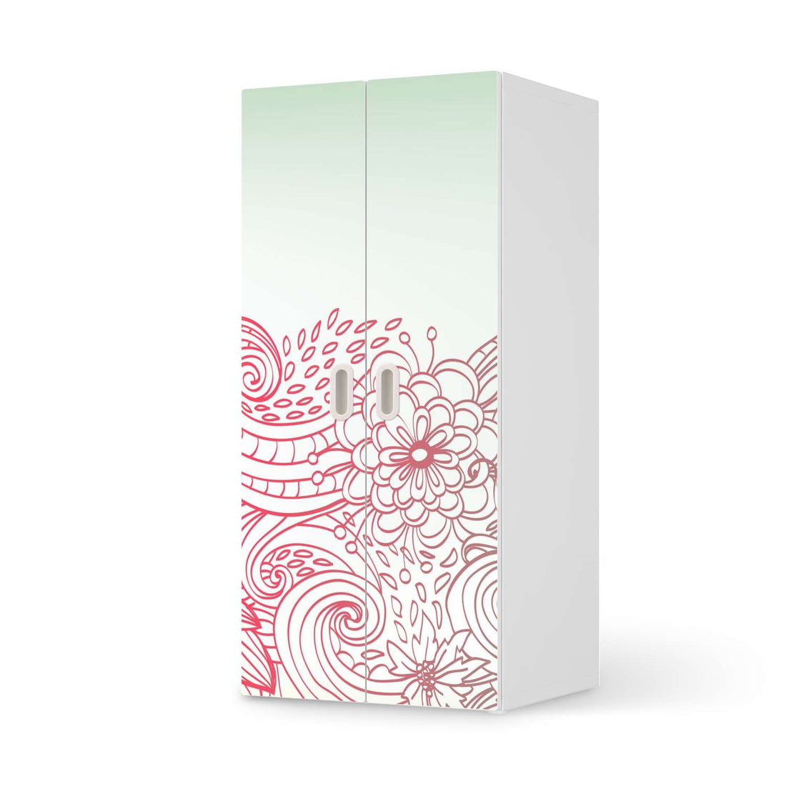Möbelfolie Floral Doodle - IKEA Stuva / Fritids Schrank - 2 große Türen  - weiss