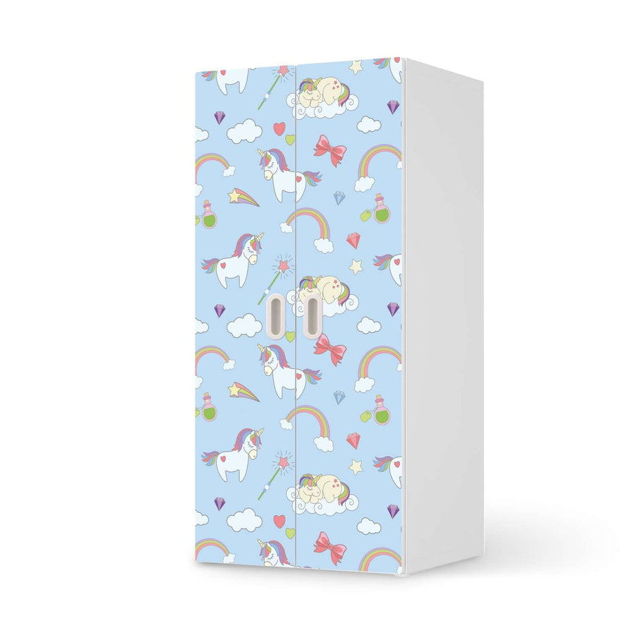 Möbelfolie Rainbow Unicorn - IKEA Stuva / Fritids Schrank - 2 große Türen  - weiss