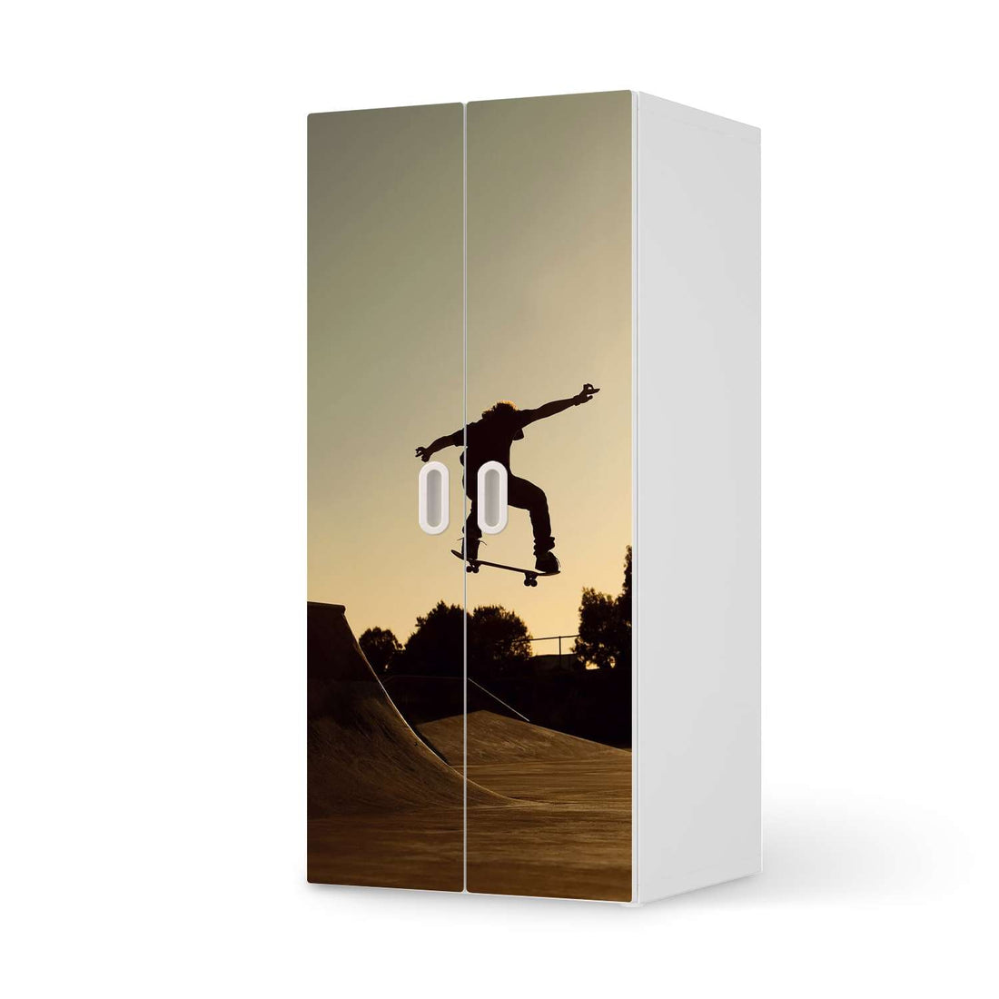 Möbelfolie Skater - IKEA Stuva / Fritids Schrank - 2 große Türen  - weiss