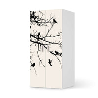 Möbelfolie Tree and Birds 1 - IKEA Stuva / Fritids Schrank - 2 große Türen  - weiss