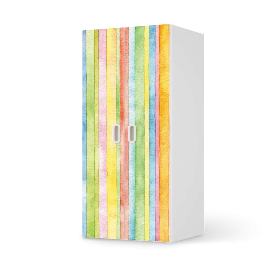 Möbelfolie Watercolor Stripes - IKEA Stuva / Fritids Schrank - 2 große Türen  - weiss