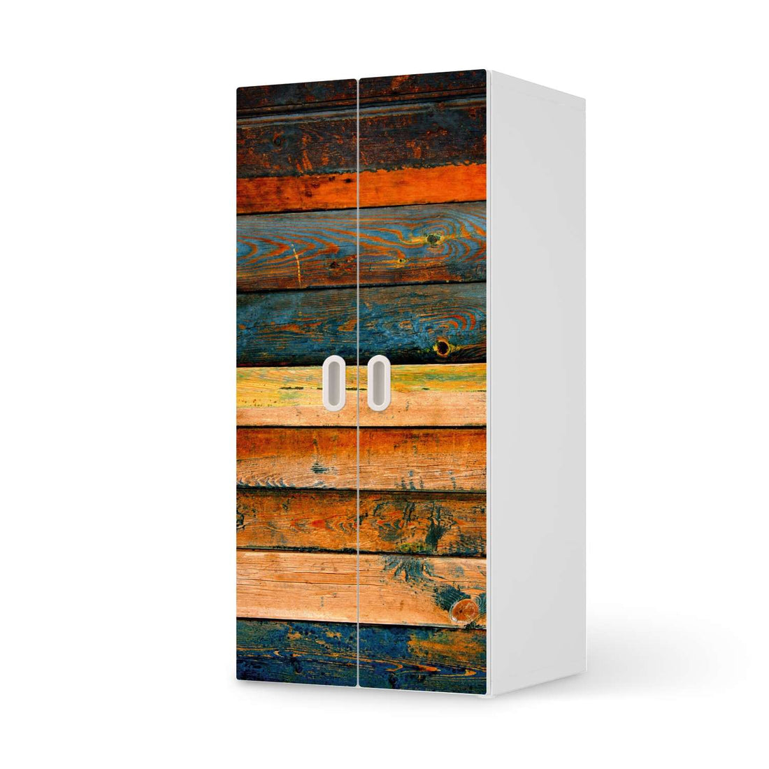 Möbelfolie Wooden - IKEA Stuva / Fritids Schrank - 2 große Türen  - weiss