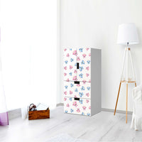 Möbelfolie Eulenparty - IKEA Stuva kombiniert - 2 Schubladen und 2 kleine Türen - Kinderzimmer