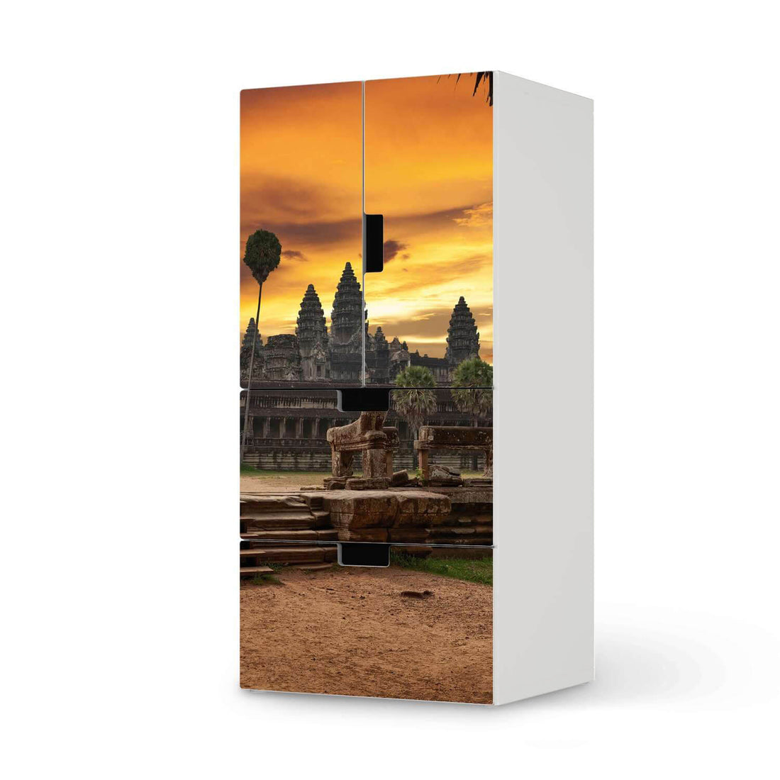 Möbelfolie Angkor Wat - IKEA Stuva kombiniert - 2 Schubladen und 2 kleine Türen  - weiss