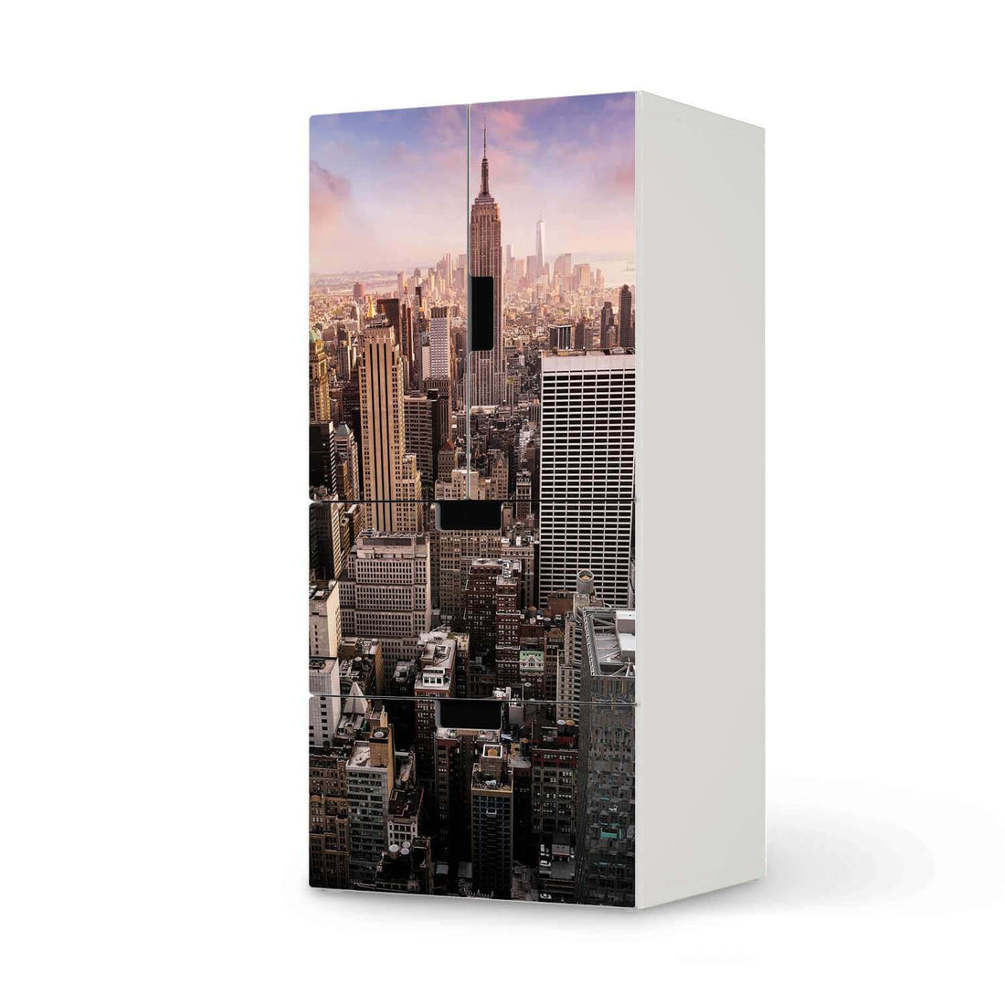 Möbelfolie Big Apple - IKEA Stuva kombiniert - 2 Schubladen und 2 kleine Türen  - weiss