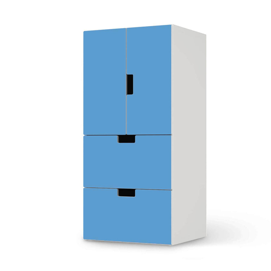 Möbelfolie Blau Light - IKEA Stuva kombiniert - 2 Schubladen und 2 kleine Türen  - weiss