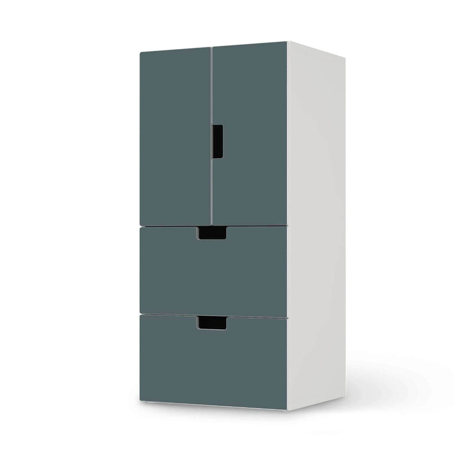 Möbelfolie Blaugrau Light - IKEA Stuva kombiniert - 2 Schubladen und 2 kleine Türen  - weiss