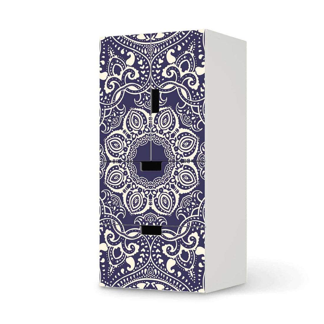 Möbelfolie Blue Mandala - IKEA Stuva kombiniert - 2 Schubladen und 2 kleine Türen  - weiss