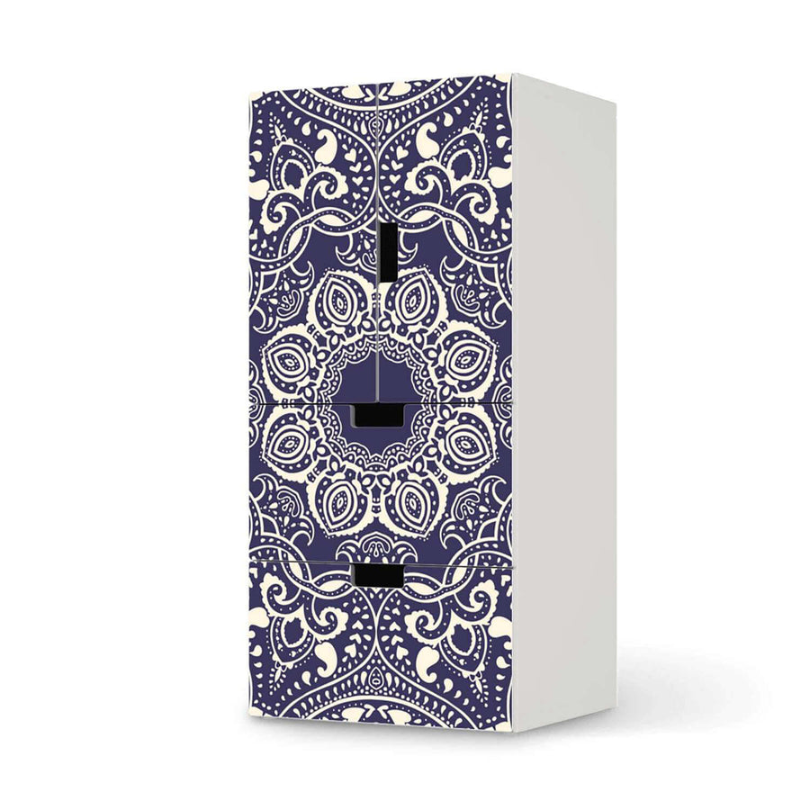 Möbelfolie Blue Mandala - IKEA Stuva kombiniert - 2 Schubladen und 2 kleine Türen  - weiss