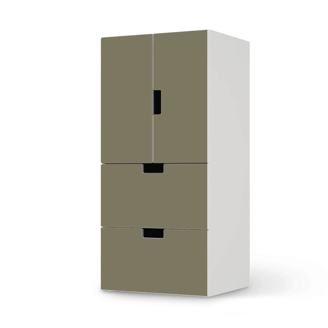Möbelfolie Braungrau Light - IKEA Stuva kombiniert - 2 Schubladen und 2 kleine Türen  - weiss