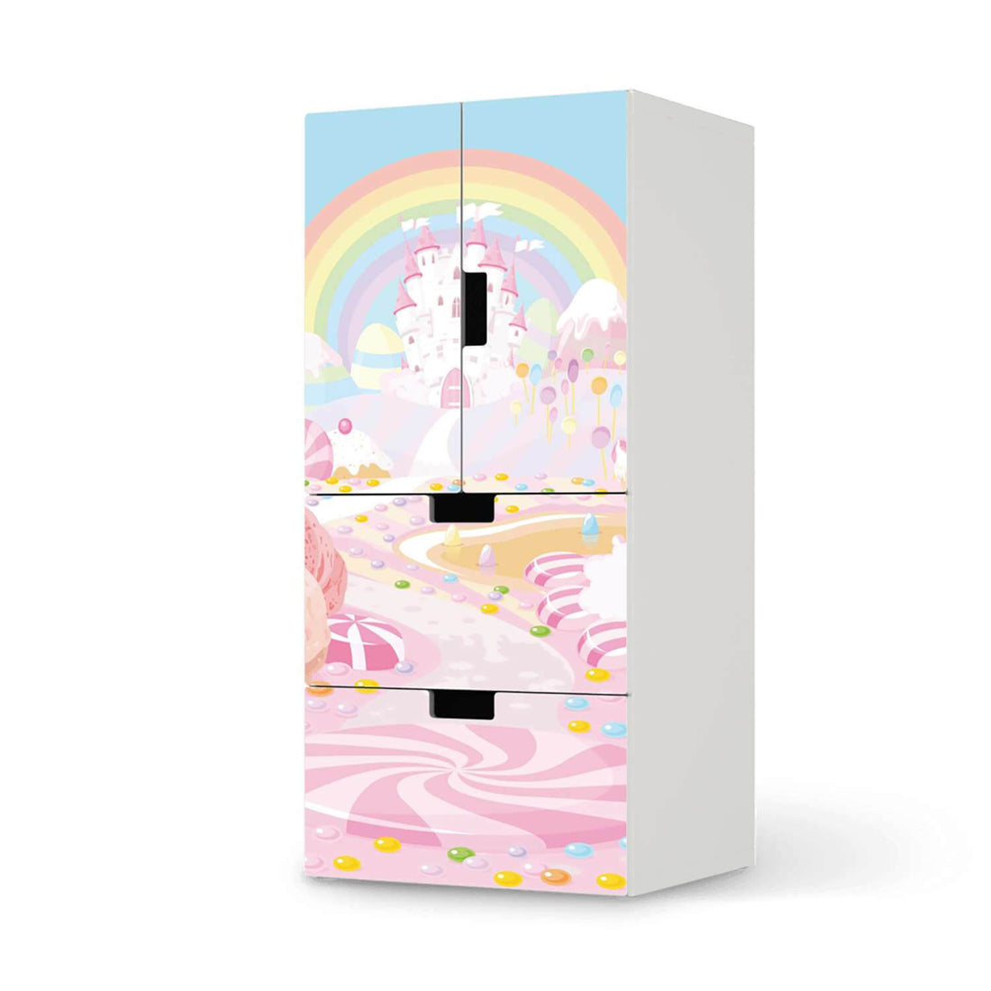 Möbelfolie Candyland - IKEA Stuva kombiniert - 2 Schubladen und 2 kleine Türen  - weiss