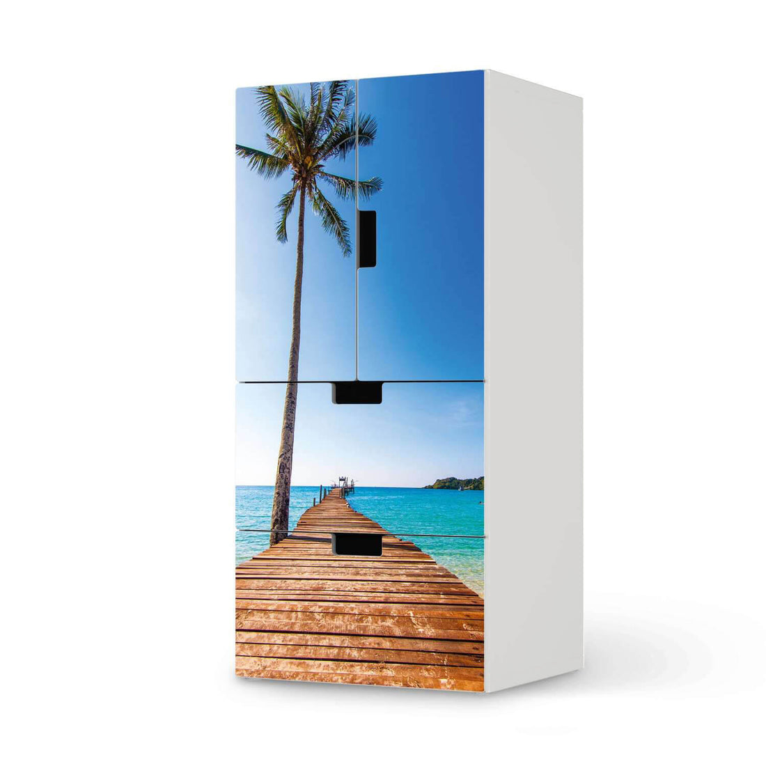 Möbelfolie Caribbean - IKEA Stuva kombiniert - 2 Schubladen und 2 kleine Türen  - weiss