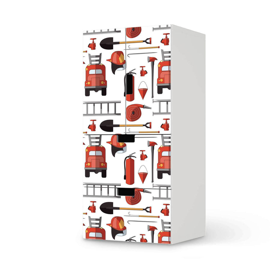 Möbelfolie Firefighter - IKEA Stuva kombiniert - 2 Schubladen und 2 kleine Türen  - weiss