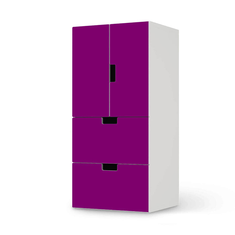 Möbelfolie Flieder Dark - IKEA Stuva kombiniert - 2 Schubladen und 2 kleine Türen  - weiss