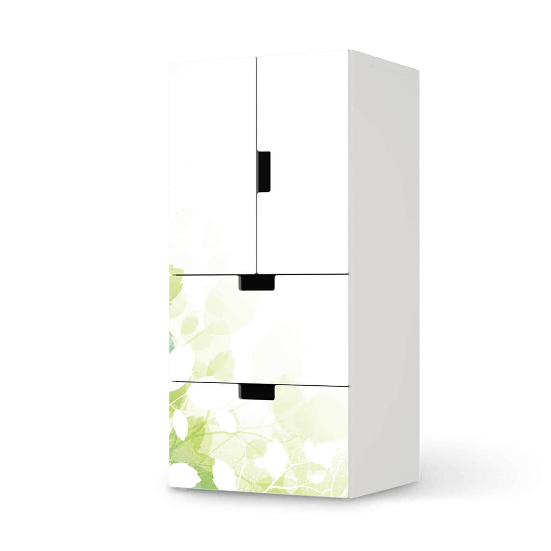 Möbelfolie Flower Light - IKEA Stuva kombiniert - 2 Schubladen und 2 kleine Türen  - weiss