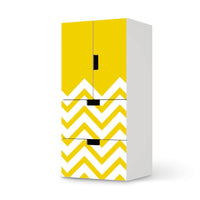 Möbelfolie Gelbe Zacken - IKEA Stuva kombiniert - 2 Schubladen und 2 kleine Türen  - weiss