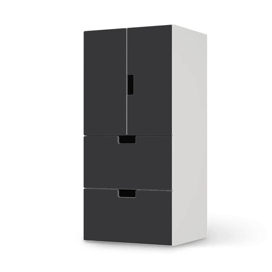 Möbelfolie Grau Dark - IKEA Stuva kombiniert - 2 Schubladen und 2 kleine Türen  - weiss