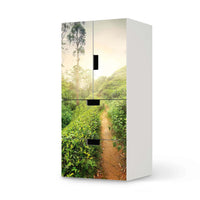 Möbelfolie Green Tea Fields - IKEA Stuva kombiniert - 2 Schubladen und 2 kleine Türen  - weiss