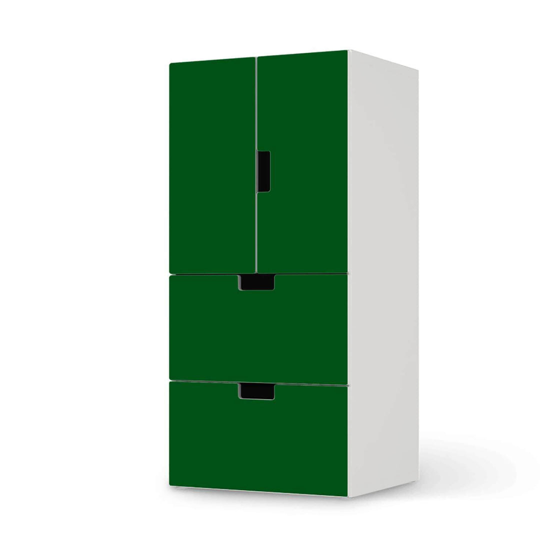 Möbelfolie Grün Dark - IKEA Stuva kombiniert - 2 Schubladen und 2 kleine Türen  - weiss